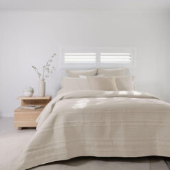 Bambury Flinders Embossed Coverlet Set,Single / Double, Pebble