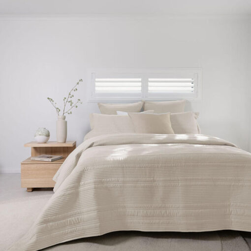 Bambury Flinders Embossed Coverlet Set,Single / Double, Pebble