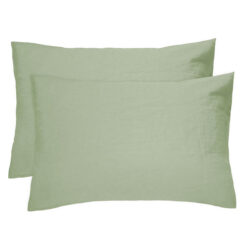 Bambury French Flax Linen Standard Pillowcase, Pack of 2, Sage