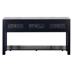 Byron Mango Wood & Rattan Console Table, 150cm, Black
