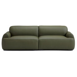 Devereaux Modern Leather Sofa, 4 Seater, Olive
