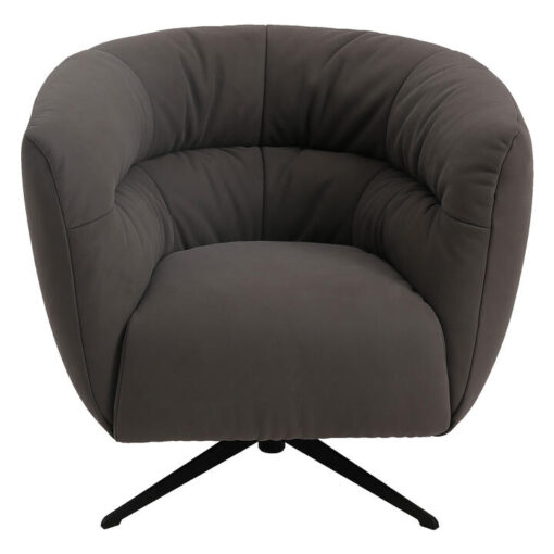 Josefina Premium Top Grain Full Leather Swivel Armchair, Grey