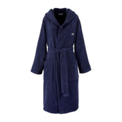 Lacoste Open Cotton Bath Robe, Large, Marine