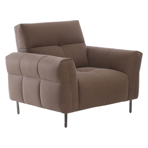 Odette Premium Top Grain Full Leather Armchair, Grey
