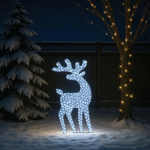Oriane IP44 Indoor / Outdoor LED Light Up Mesh Standing Reindeer Figurine, White