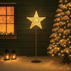 Oriane IP44 Indoor / Outdoor LED Light Up Standing Mesh Star Ornament, Warm White