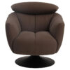 Samson Premium Top Grain Full Leather Swivel Armchair, Dark Brown