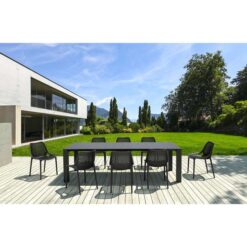 Siesta Vegas 9 Piece Commercial Grade Outdoor Extendable Dining Table Set, 260-300cm, with Air Chair, Black