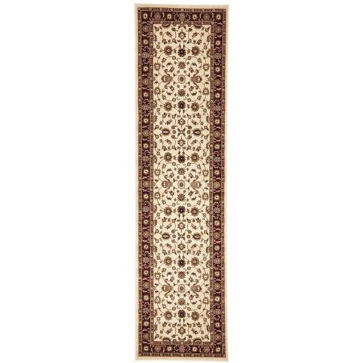 Sydney Classic Turkish Made Oriental Runner Rug, 300x80cm, Ivory / Red