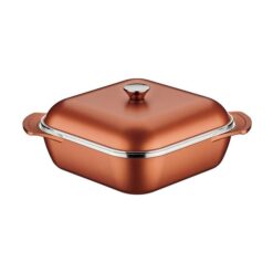 Tramontina Lyon Non-stick Square Casserole with Lid, 28cm, Gold
