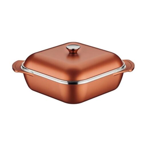 Tramontina Lyon Non-stick Square Casserole with Lid, 28cm, Gold