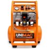 UNIMAC 16L Silent Oil-Free Electric Air Compressor, 116PSI Portable with Wheels and Handle, Twin Nitto Outlets for Airtools, Tyre Inflation