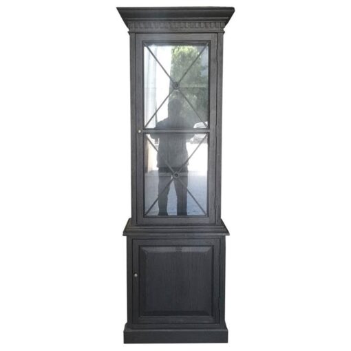 Varroville Oak Timber 1 Door Display Hutch Cabinet, Black Oak