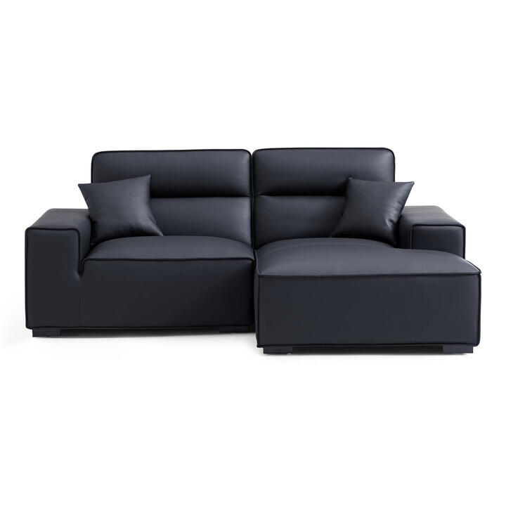 Xanderleigh Leather Modular Sofa, 1 Seater with RHF Chaise, Black Xanderleigh Leather Sofa, 1 Seater with RHF Chaise, Black