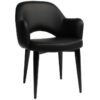 Albury Commercial Grade Vinyl Dining Armchair, Metal Leg, Black