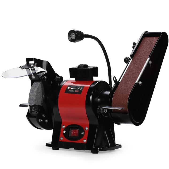 BAUMR-AG Bench Grinder and Belt Sander Combo, 150mm Grinding Disc, 50 x 686mm Linisher, Brushless Motor, Worklight BAUMR-AG Bench Grinder and Belt Sander Combo, 150mm Grinding Disc, 50 x 686mm Linisher, Brushless Motor, Worklight