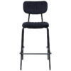Durafurn Tiramisu Commercial Grade Velvet Fabric & Metal Bar Stool, Black / Black