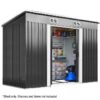 PLANTCRAFT Galvanised Steel Garden Shed 2.38 x 1.31 x 1.82m, with 2 Sliding Doors, 2 Air Vents, Skillion Roof, Floor Frame PLANTCRAFT Galvanised Steel Garden Shed 2.38 x 1.31 x 1.82m, with 2 Sliding Doors, 2 Air Vents, Skillion Roof, Floor Frame