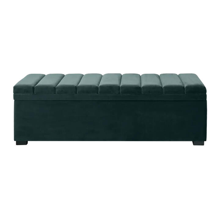 Soho Velvet Fabric Storage Ottoman Bench / Blanket Box, Teal Soho Velvet Fabric Storage Ottoman Bench / Blanket Box, Teal