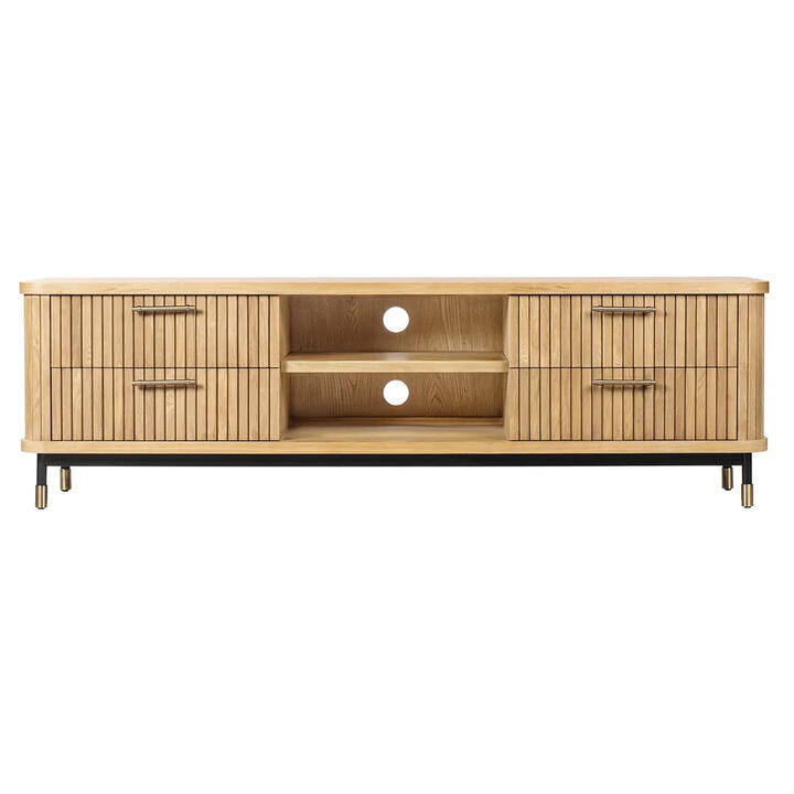 Sophia Oak Timber 4 Drawer TV Unit, 200cm, Natural Sophia Oak Timber 4 Drawer TV Unit, 200cm, Natural