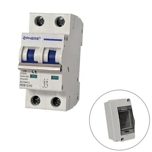 Sphere 2 Pole Non Polarised DC Circuit Breaker, 63A Sphere 2 Pole Non Polarised DC Circuit Breaker, 63A