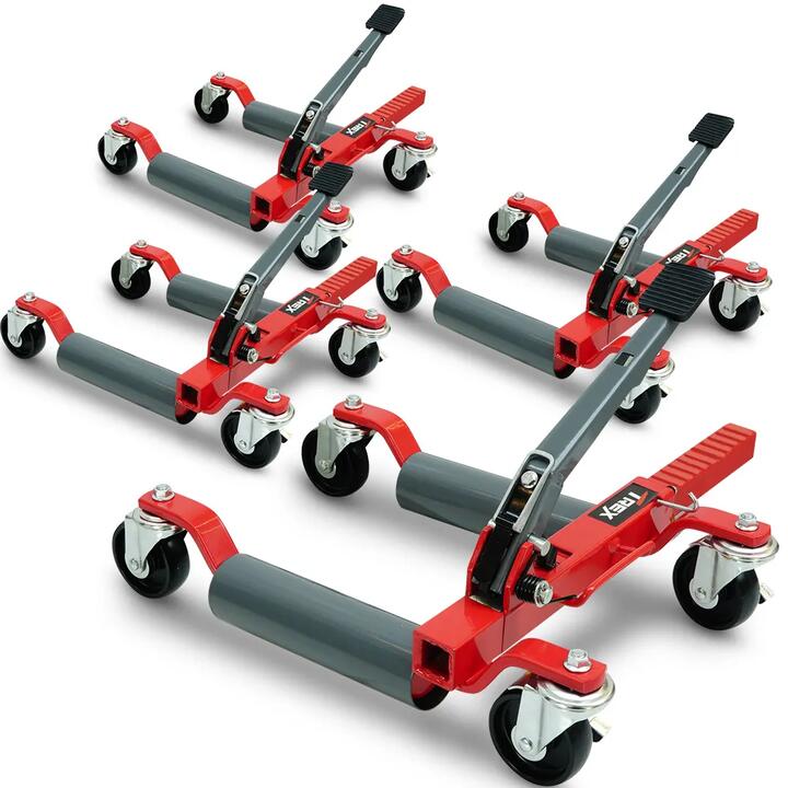 T-REX 2360kg Set of 4 Vehicle Positioning Jacks, Mechanical Ratcheting Foot Pedal Wheel Dolly For Auto Car Moving T-REX 2360kg Set of 4 Vehicle Positioning Jacks, Mechanical Ratcheting Foot Pedal Wheel Dolly For Auto Car Moving