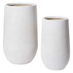 Aiden 2 Piece Fibrestone Outdoor Tall Planter Set, Beige