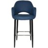 Albury Commercial Grade Vinyl Bar Stool with Arm, Metal Leg, Blue / Black