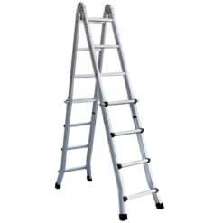 BULLET 4m Folding Aluminium Multipurpose Ladder, w/ Workshelf Platform, Spring Assisted Rapid Safety Lock Adjusters