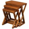Banggai 3 Piece Mahogany Timber Nested Table Set, Light Pecan Banggai 3 Piece Mahogany Timber Nested Table Set, Light Pecan