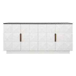 Benedict Marble & Oak Timber 4 Door Buffet Table, 170cm, Black / White Oak