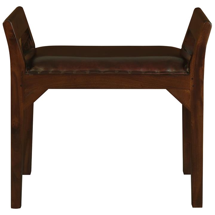 Dacey Mahogany Timber Single Bench with Leather Seat, Mahogany Dacey Mahogany Timber Single Bench with Leather Seat, Mahogany