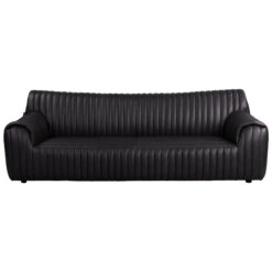Eameson Full Top Grain Leather Sofa, 3 Seater, Black
