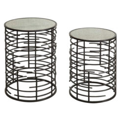 Empire Antique Mirror & Metal 2 Piece Hexagonal Nested Table Set