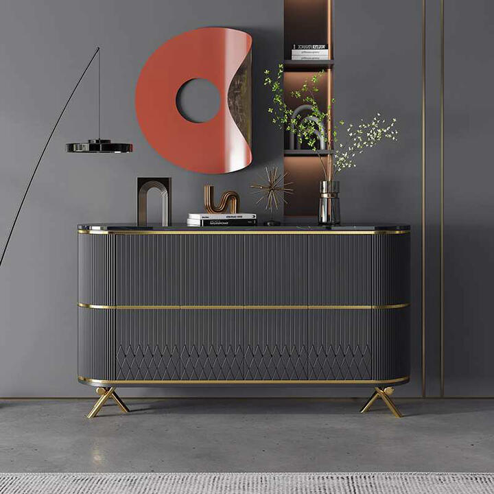 Etron Sintered Stone Top 4 Door Oval Sideboard, 150cm Etron Sintered Stone Top 4 Door Oval Sideboard, 150cm