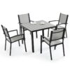 FORTIA 5pc Outdoor Dining Furniture Set, 90 x 90cm Table and Chairs Setting for Outside