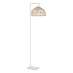 Frya Rattan & Iron Floor Lamp, Natural / White