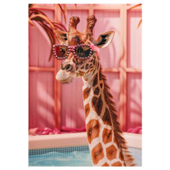 "Giraffe Summer Cool" Acrylic Canvas Wall Art Print, 60cm