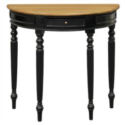 Lorand Mahogany Timber Semi Round Console Table, 83cm, Black/Caramel