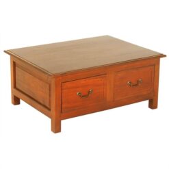 Malacca Mahogany Timber 4 Drawer Coffee Table, 90cm, Light Pecan