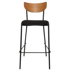 Marco Commercial Grade Steel Bar Stool, Vinyl Seat, Light Oak / Black