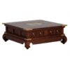 Ming Solid Mahogany Timber 4 Drawer 100cm Square Coffee Table - Mahogany
