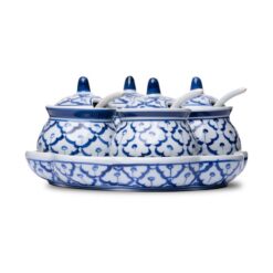 Miyako 5 Piece Hand Painted Ceramic Condiment Jar Set