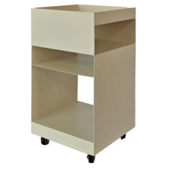 Noemi Iron Square Side Table with Castors, Ivory