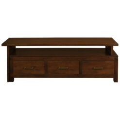 Paris Solid Mahogany Timber 3 Drawer 150cm Extendable TV Unit - Mahogany
