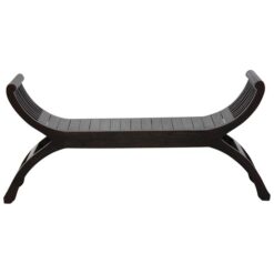 Quon Liam Mahogany Timber Curved Bench, 130cm, Chocolate