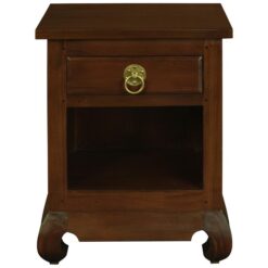 Quon Maluku Mahogany Timber Single Drawer Opium Bedside Table, Mahogany