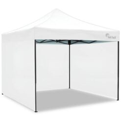 RED TRACK 3x3m Premium Pop Up Gazebo Marquee, Anti Pooling Cable Support, Wheeled Carry Bag, Side Walls, UV Block, Waterproof, Reinforced Steel Frame, White