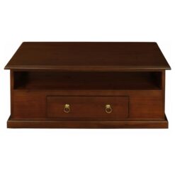 Tasmania Mahogany Timber 2 Drawer Coffee Table, 100cm, Mahogany