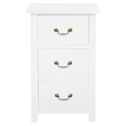 Tasmania Mahogany Timber 3 Drawer Side Table, White